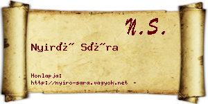 Nyirő Sára névjegykártya